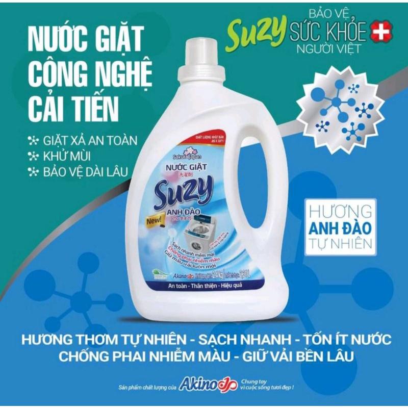 Nước giặt xả Suzy 2,4kg Nhật Bản công nghệ Nano Bạc