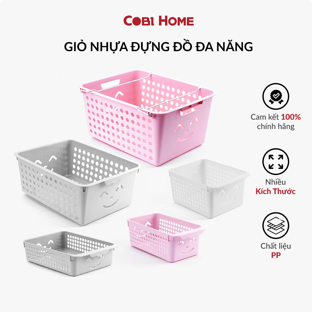 Giỏ nhựa đa năng, giỏ nhựa có quai nhiều màu, nhiều size