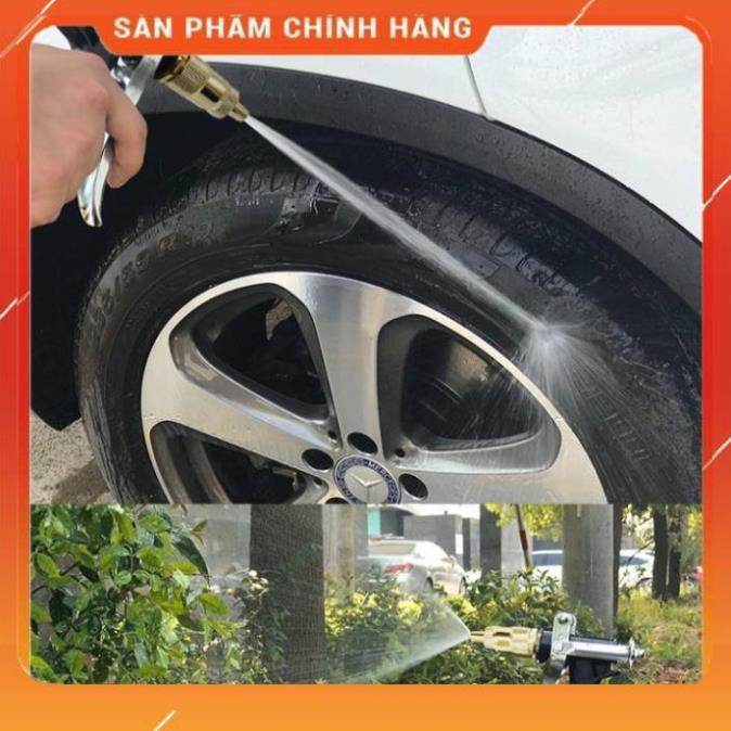 Bộ dây vòi xịt nước rửa xe, tưới cây , tăng áp 3 lần, loại 7m, 10m 206236 đầu đồng,cút,nối vàng+ khăn phượt