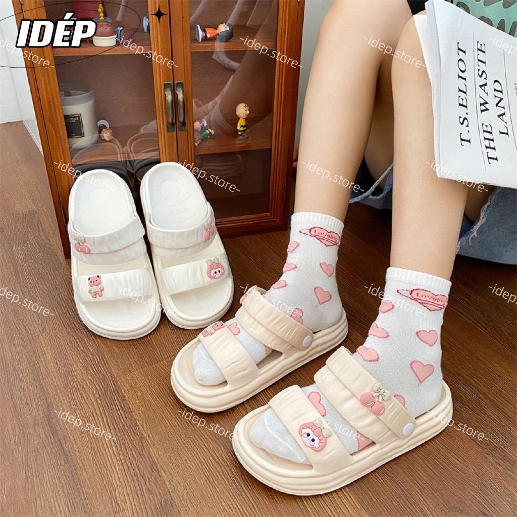 Dép sandal bánh mì sticker 2 quai ngang nhún EVA siêu nhẹ đi học đi mưa thời trang iDÉP GL083