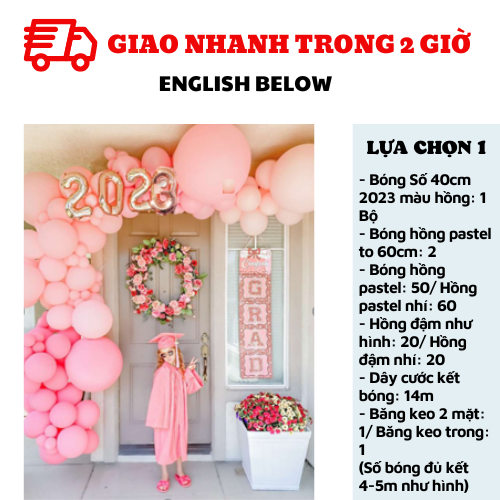 Bộ bóng trang trí Lễ Tốt Nghiệp màu hồng ltn36