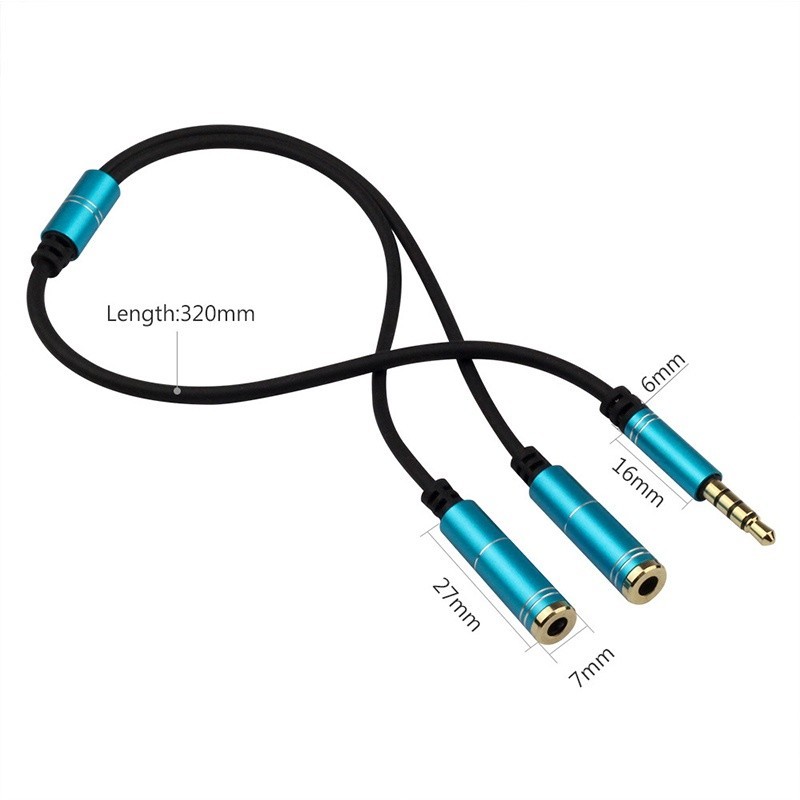 Cáp chia 2 cổng Audio 3.5mm 1 đầu đực ra 2 đầu cái 20cm AV123 10532 Cáp chia Jack 3,5mm dương ra 2 đầu âm 3,5mm Cáp âm thanh 3.5Mm Màu dài Av141-30618 – Hàng Nhập Khẩu