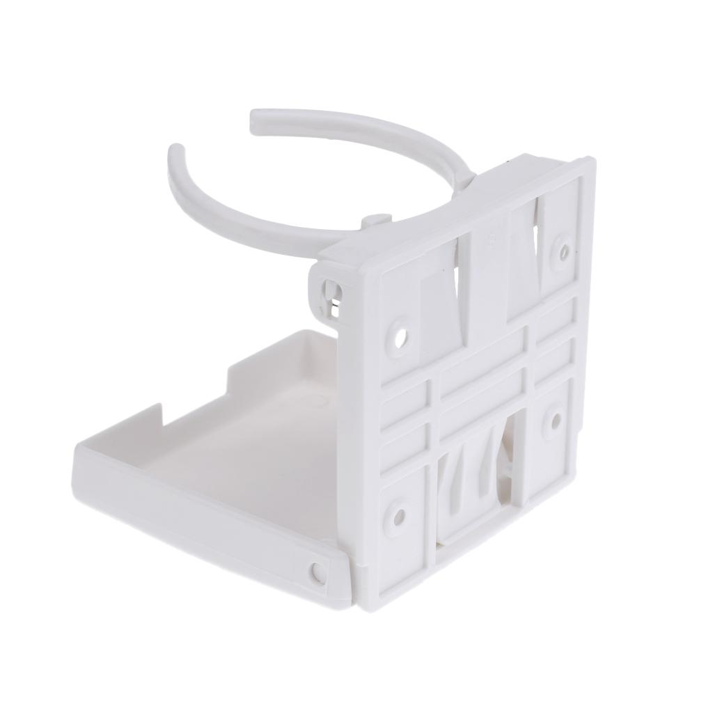 Adjustable Folding Drink Cup Holder Mount Boat Marine Caravan Car RV - White