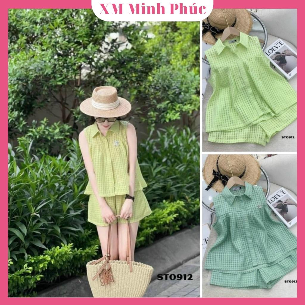 Set đồ nữ sang chảnh Minh Phúc, set bộ đi chơi, đi biển xinh xắn áo sơ mi ba lỗ phối quần đùi cá tính thanh lịch