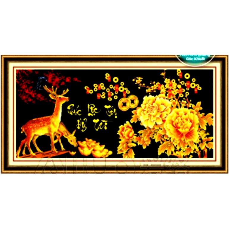 Tranh đính đá Phúc lộc thọ hỷ tài DF358