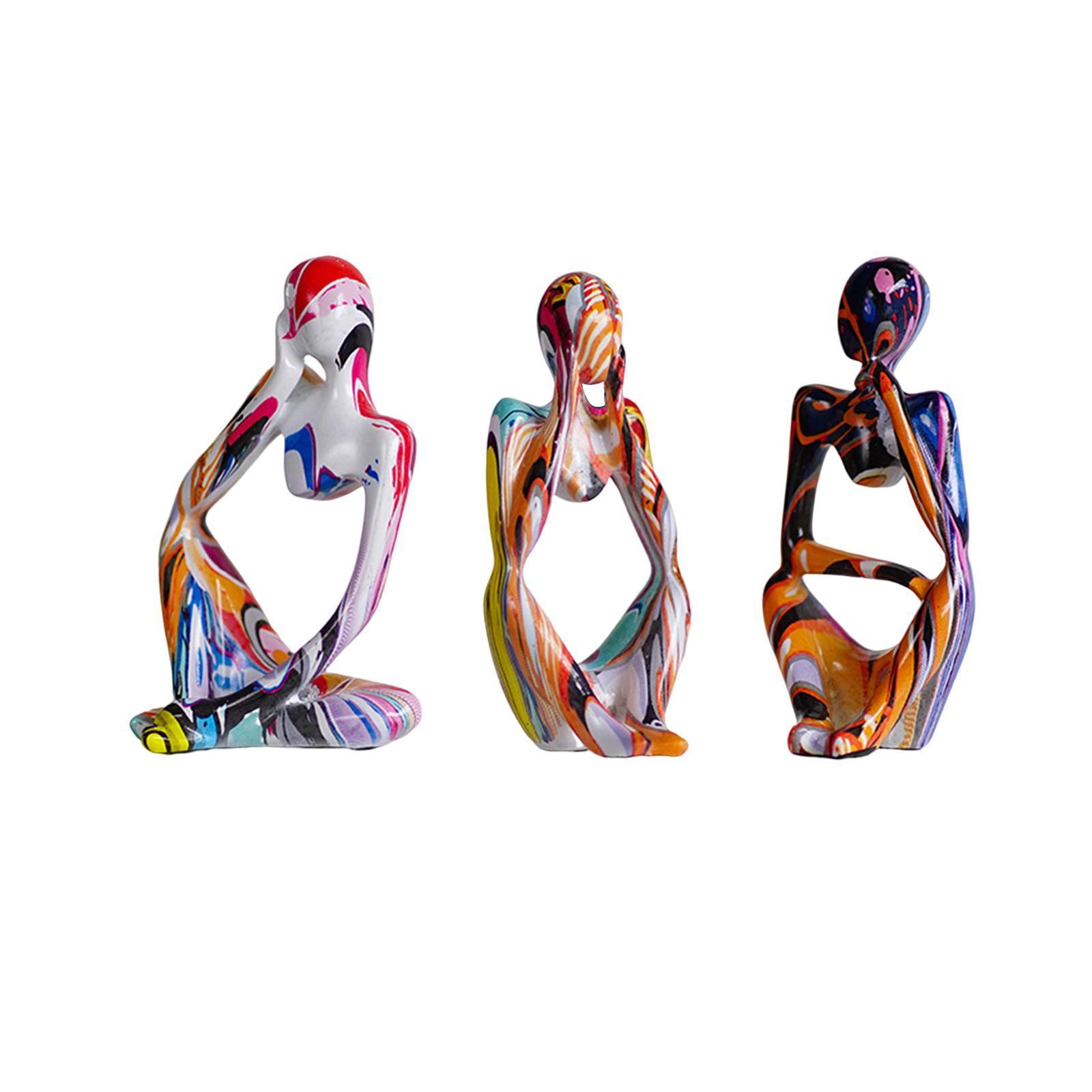 3Pcs Abstract Thinker Statues Artwork Figurines for Tabletop Home Decoration