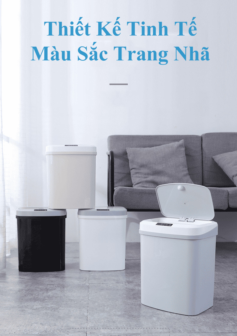 THÙNG RÁC CẢM ỨNG TỰ ĐỘNG 16L PIN SẠC