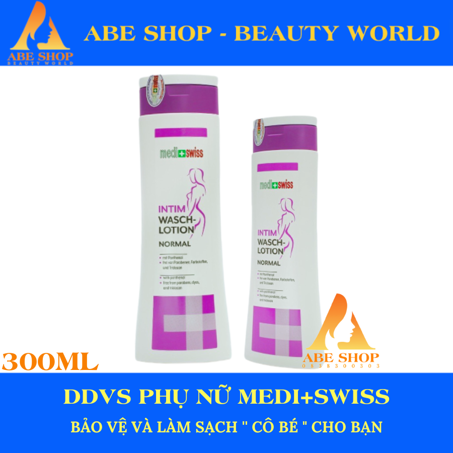 DUNG DỊCH VỆ SINH PHỤ NỮ MEDI+SWISS ITIM WASCH-LOTION NORMAL - AN TOÀN - DỊU NHẸ - HỖ TRỢ NGỪA VIÊM NHIỄM 300ml