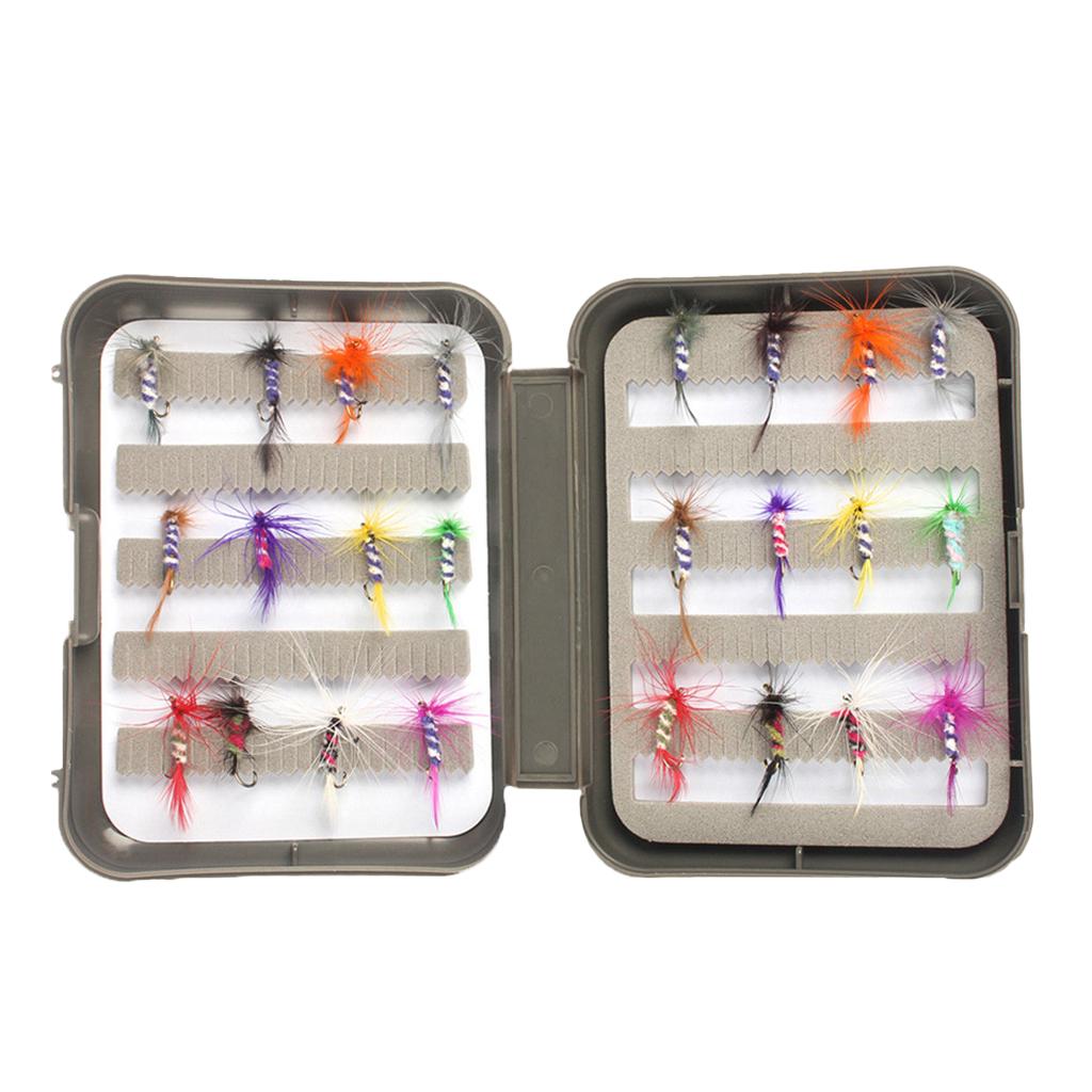 24Pcs Fly Fishing Lure Artificial Insect Nymph Bait Hook Tackle with Case
