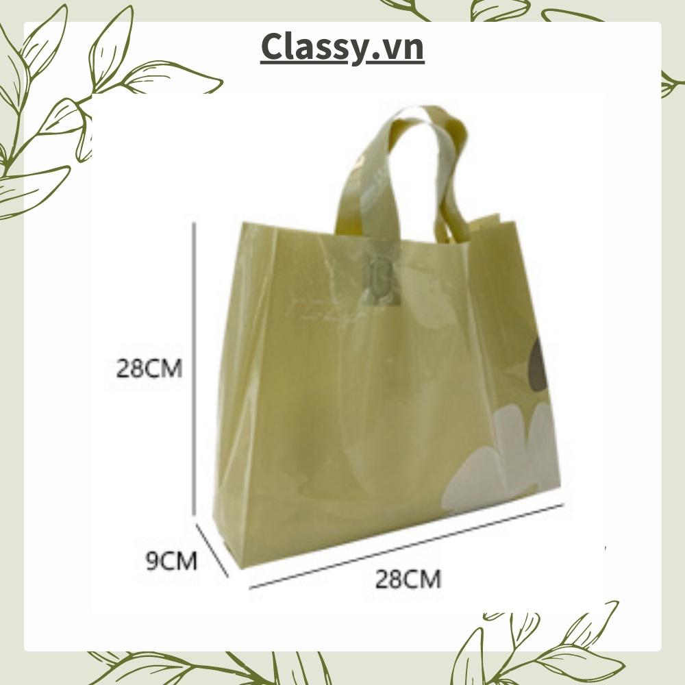 Classy Túi quai xách nhựa hoa trà chất lượng, đi shopping, làm quà tặng T1482