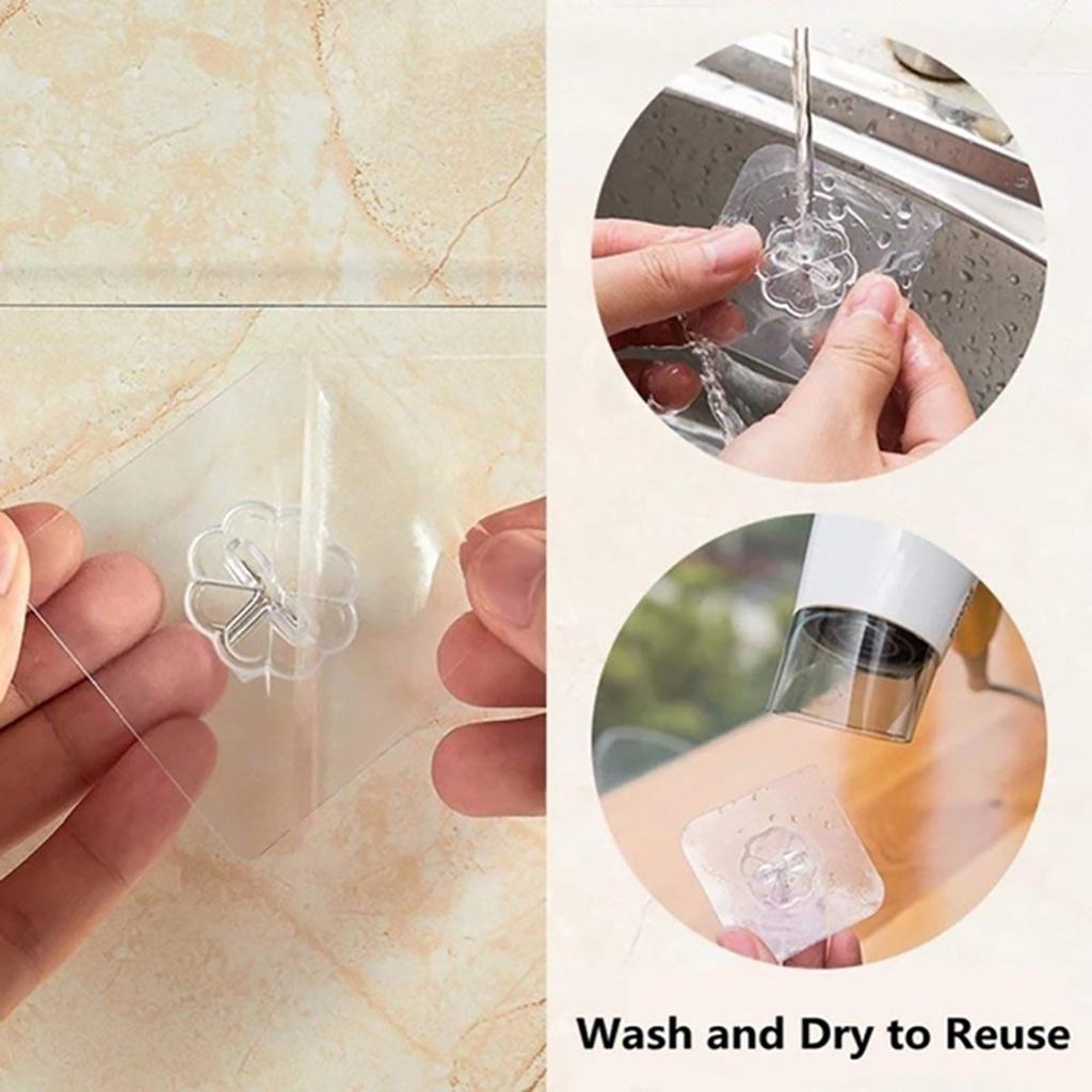 Set 5 móc treo đồ dán tường trong suốt chịu lực tốt tiện dụng cho nhà bếp/phòng tắm
