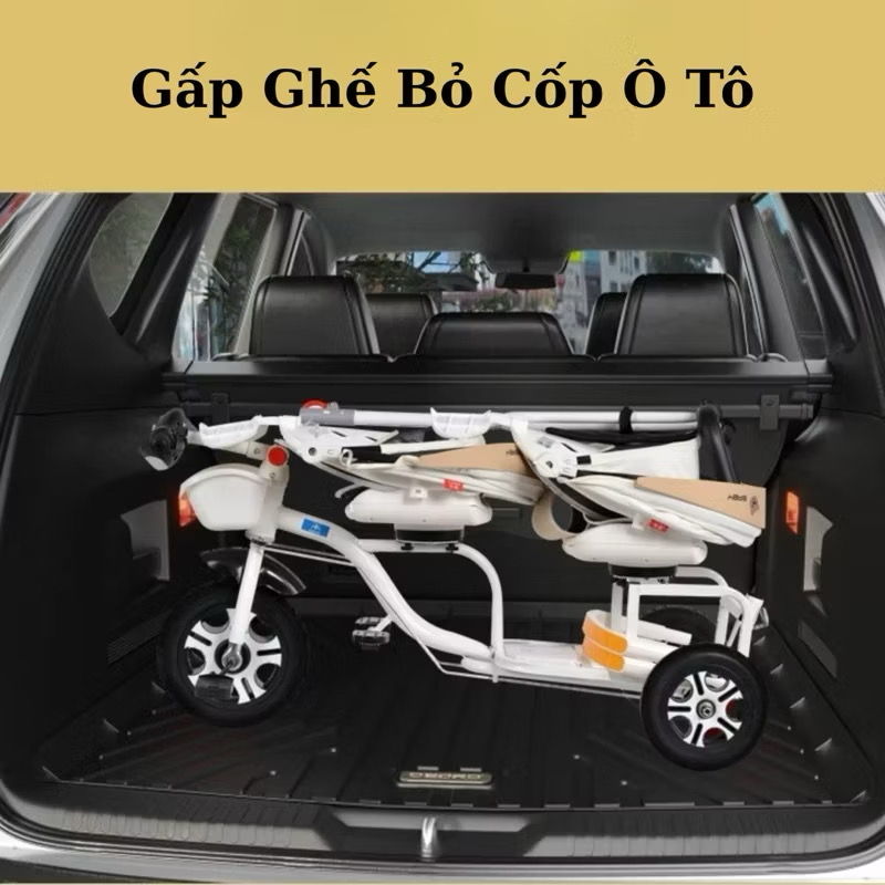 Xe đẩy đôi 3 bánh cho bé ngồi &amp; nằm - Có đèn nhạc - An toàn chắc chắn