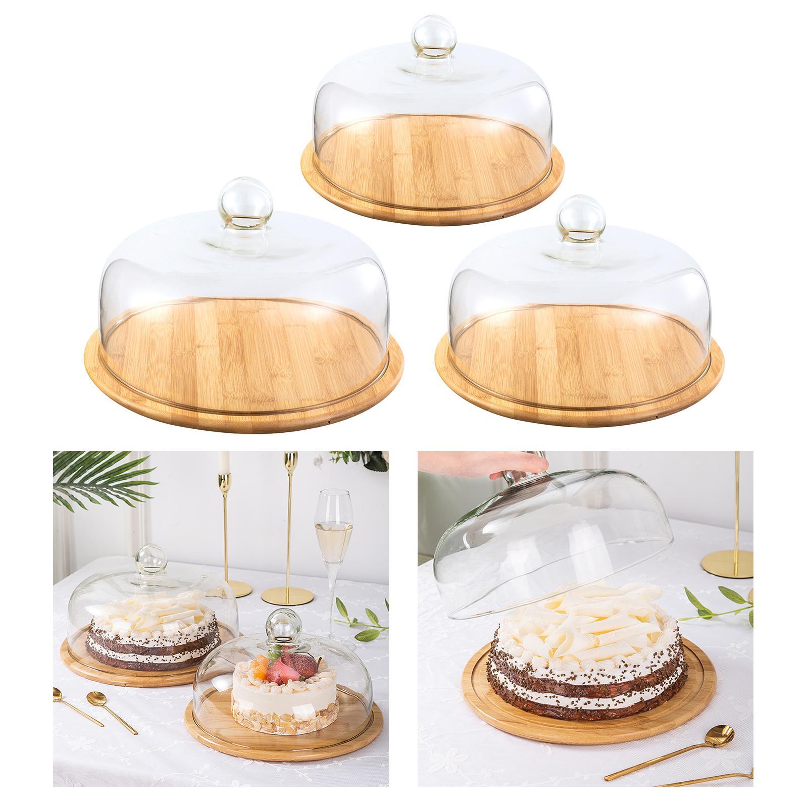 Nordic Glass Cover Serving Tray Cloche Dome Storage Cake Stand Bread Plate
