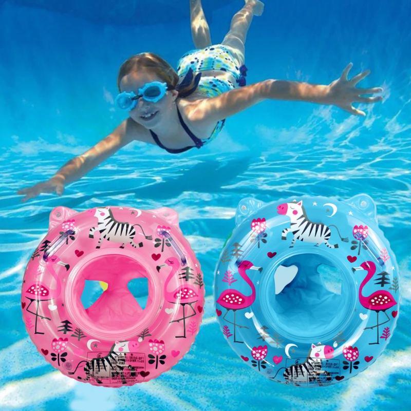 Baby Swimming Pool Rings Seat Cute Inflatable Swim Ring Float Seat Swim Circle with Dual Handle for Baby Toddlers Pool Bathtub