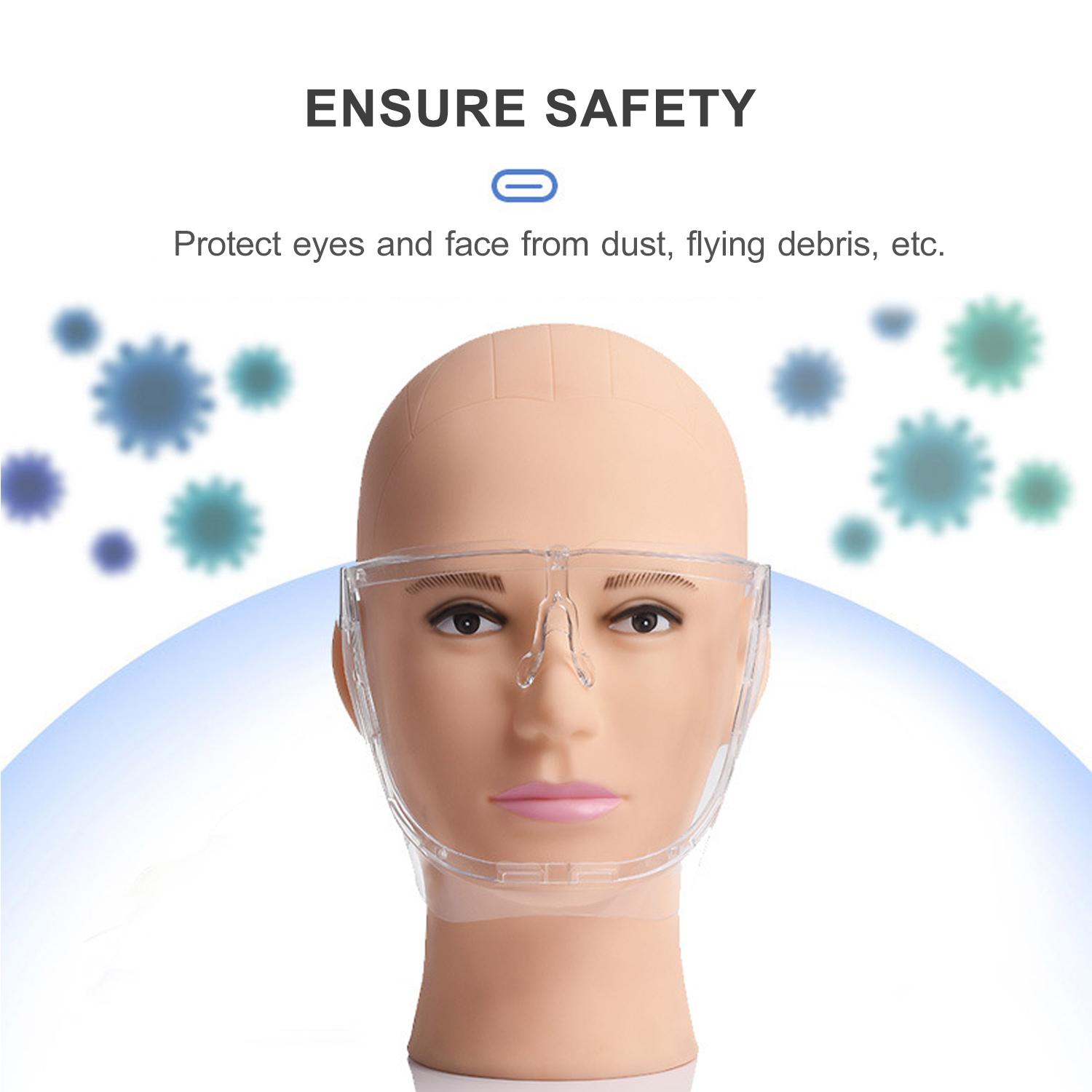 Safety Face Shield Full Face Mask Reusable Transparent Protective Wrap-Around Face Shield Protection against Splash