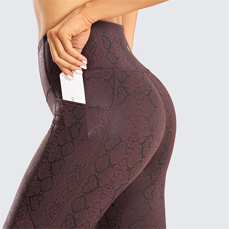 Leggings phụ nữ Syrokan chặt chẽ kéo dài bằng da Yoga tập luyện vòng eo cao với túi -28 inch thể thao yoga nâng hông Color: Black plain01 Size: US14
