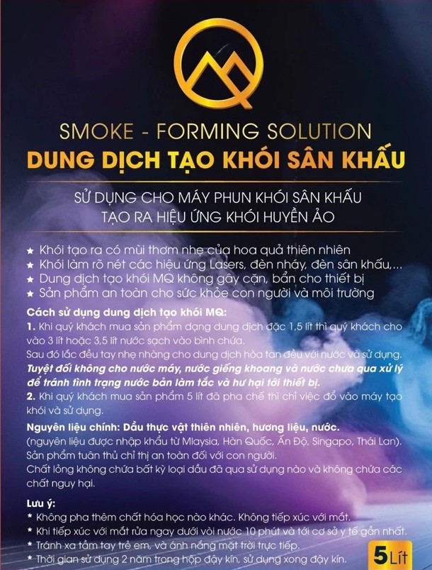 Dung Dịch Tạo Khói Sân Khấu Hương Hoa Quả Thiên Nhiên MQ Smoke Loại Đặc Chưa Pha Nước | Dầu tạo khói | 1 Can Chứa 1,5 L