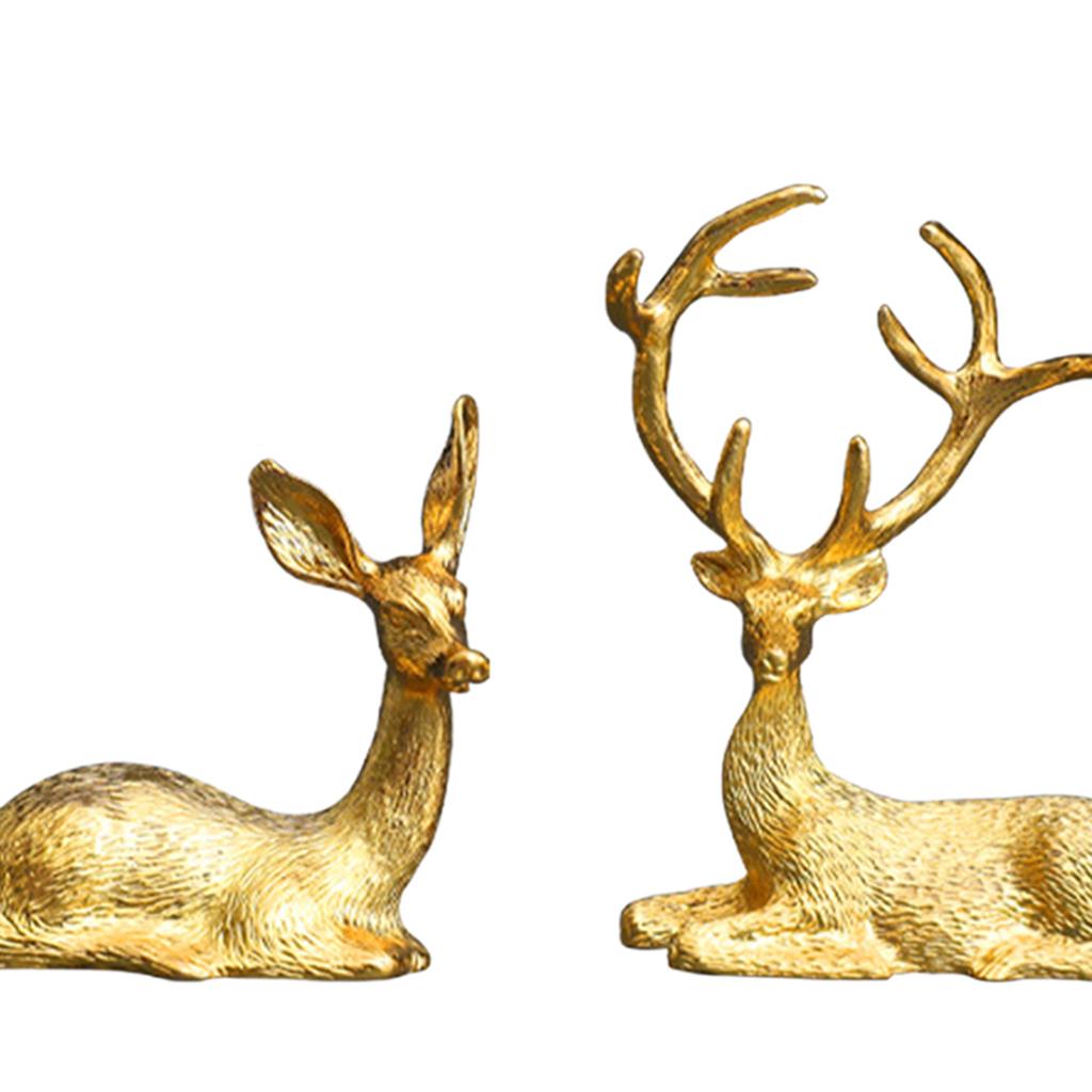 2x Deer Statue Shelf Sculpture Tabletop Bookcase Figurine Home Decor Crafts