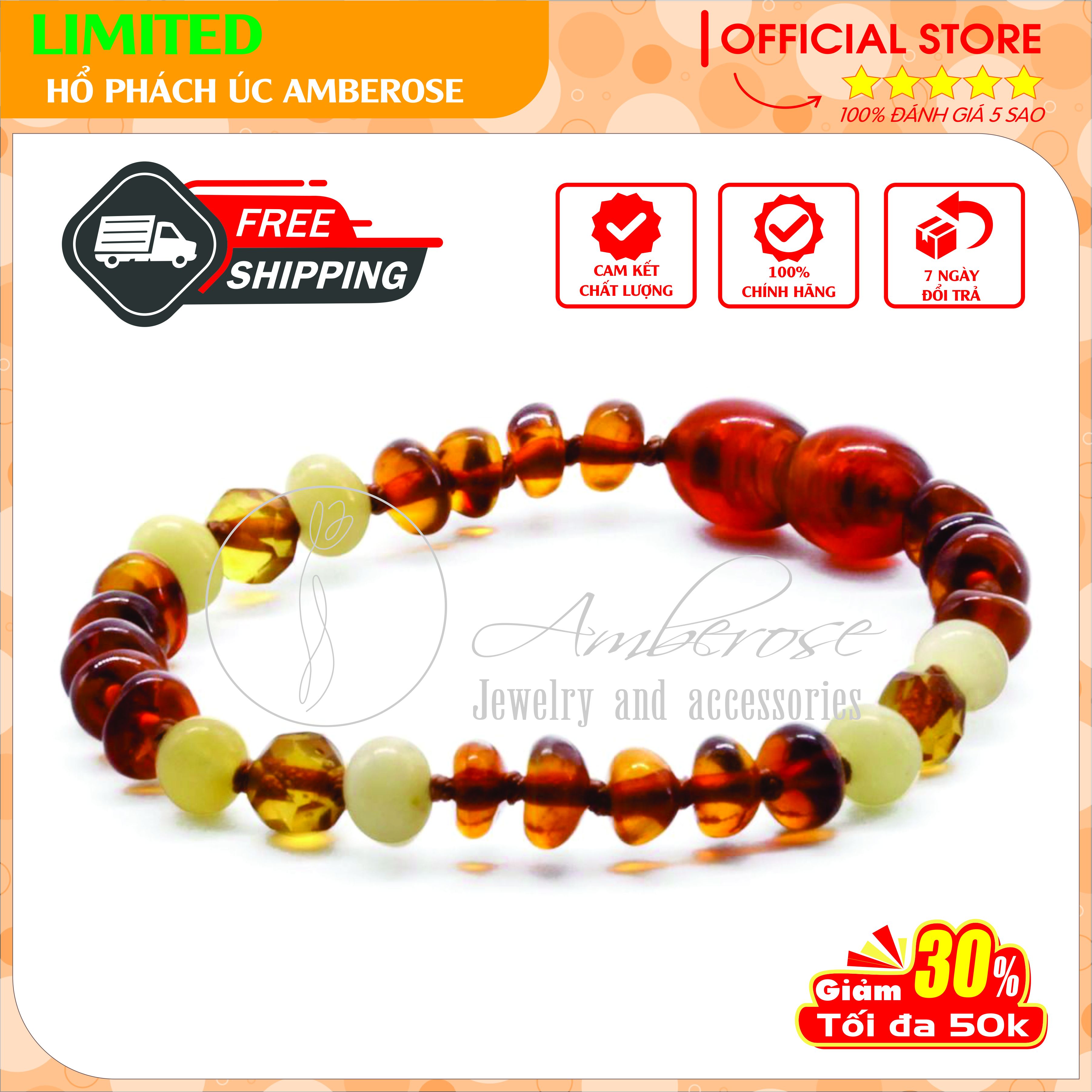 Bộ Vòng Amber Úc Cho Bé 0 - 10 tuổi ( Mẫu Đặc Biệt ) SABLMT21