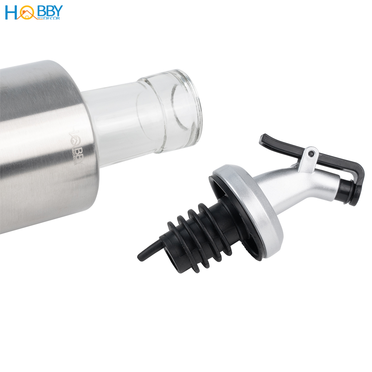 Chai đựng dầu ăn gia vị 350ml thủy tinh bọc inox 304 Hobby home decor BDN350