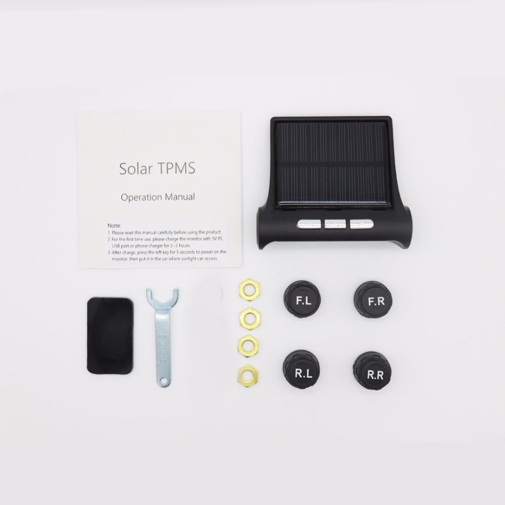 RV Car TPMS Tire Pressure Alarm Monitor System Solar Power External Sensor