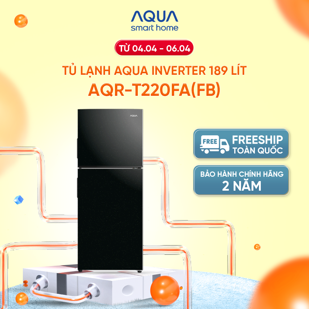 Tủ Lạnh Aqua Inverter 189 lít AQR-T220FA(FB) - Bảo hành 2 năm - Miễn phí vận chuyển - Hàng chính hãng