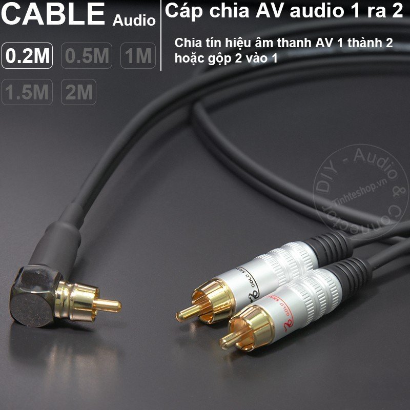 Cáp chia AV 1 đầu đực chữ L sang 2 AV đực DIY - RCA male to 2 RCA male cable