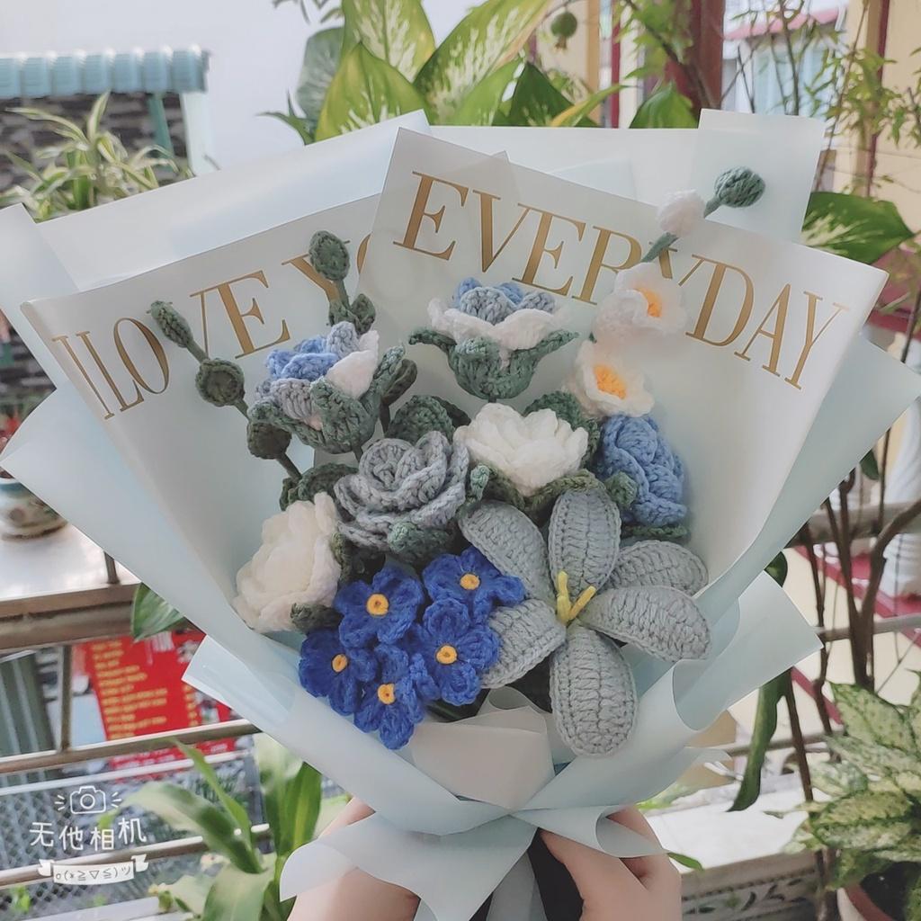 Bó hoa len size lớn thủ công handmade Quà tặng dịp sinh nhật, kỷ niệm, valentine...