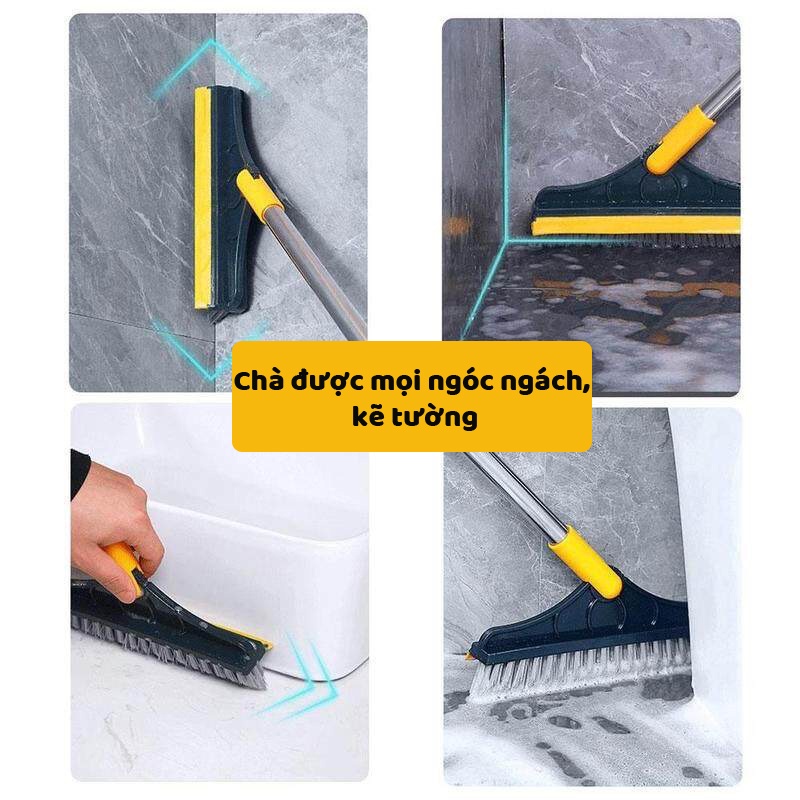 Cây Chà Sàn Nhà Tắm Đa Năng 2 Trong 1, Chổi Cọ Sàn Và Gạt Nước ZA60 - Egreen Dùng 1 Lần