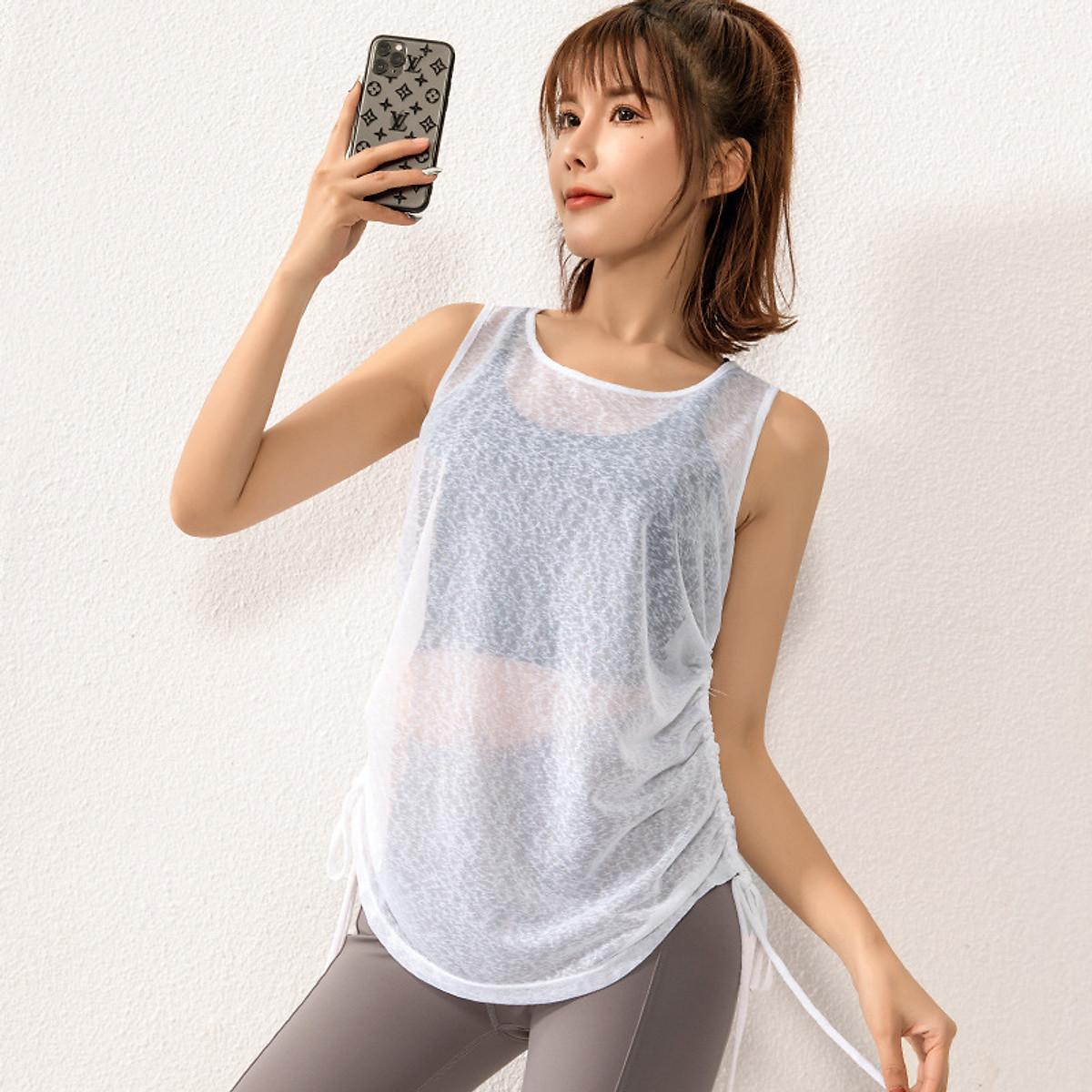 "NEW 2026" Áo Tank Top Dây Rút Thể Thao Nữ " HOT HOT" - Trắng