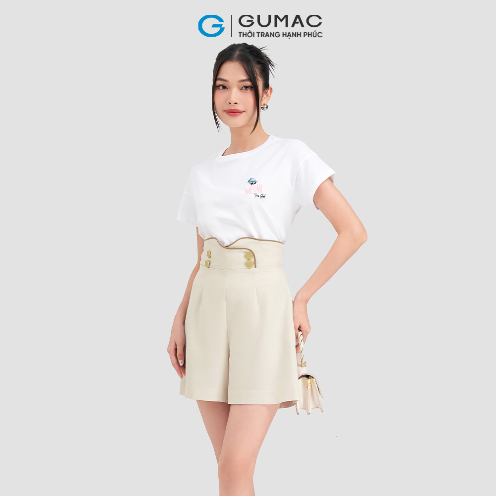 Quần short lưng kiểu GUMAC QD03070 - KEM - L