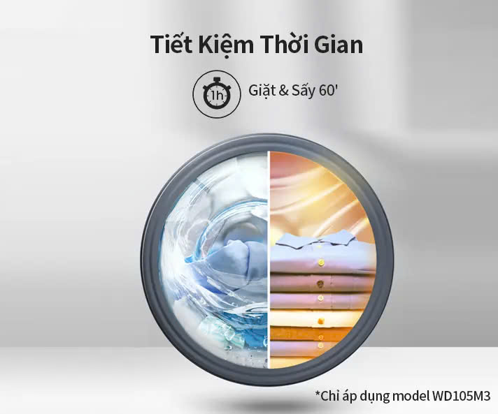 Máy giặt sấy Hisense Inverter Pro 10.5kg WD105M3 giặt thông minh AI, điều khiển từ xa, bảo hành 3 năm - HÀNG CHÍNH HÃNG