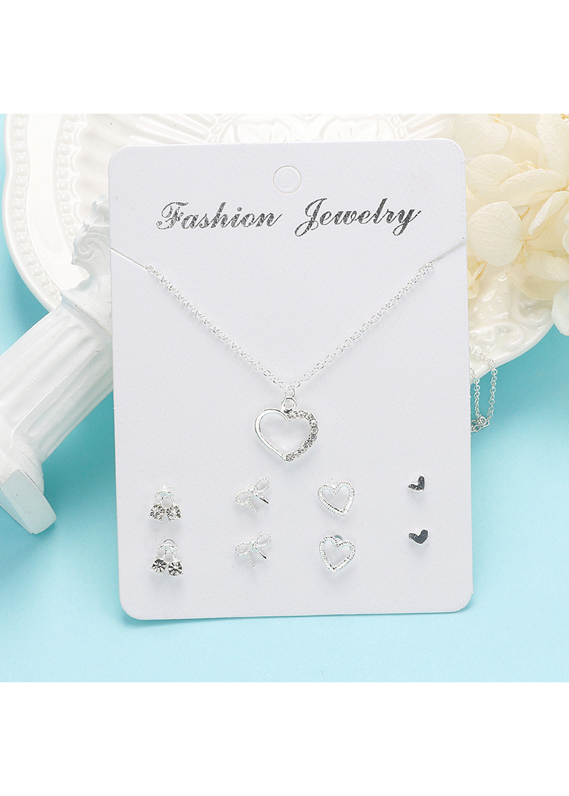 Set dây chuyền vòng cổ và bông tai trái tim thanh lịch