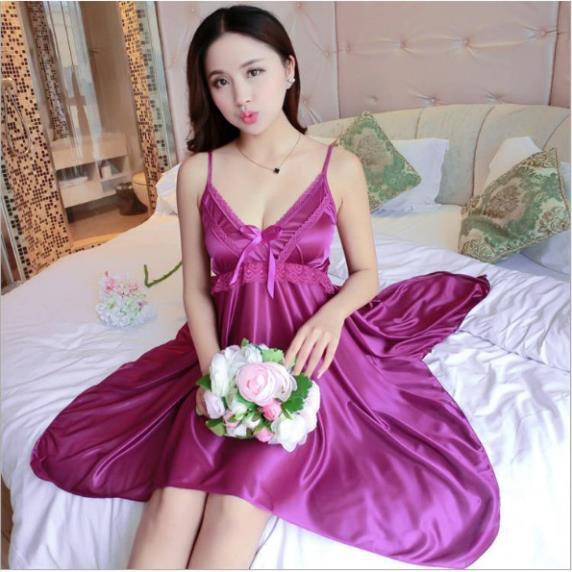 Đầm Ngủ Sexy Váy Ngủ Hàn Quốc ️FreeShip - Chất Đẹp️Lụa Satin 2 Dây Đẹp Gợi Cảm Quyến Rũ