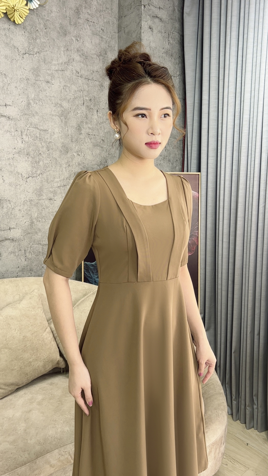 Đầm Trung Niên [ Linh Trà ] (TM 438) Chéo Ý Trẻ Trung Thiết Kế Trang Nhã Thanh Lịch Đi Làm Đi Tiệc