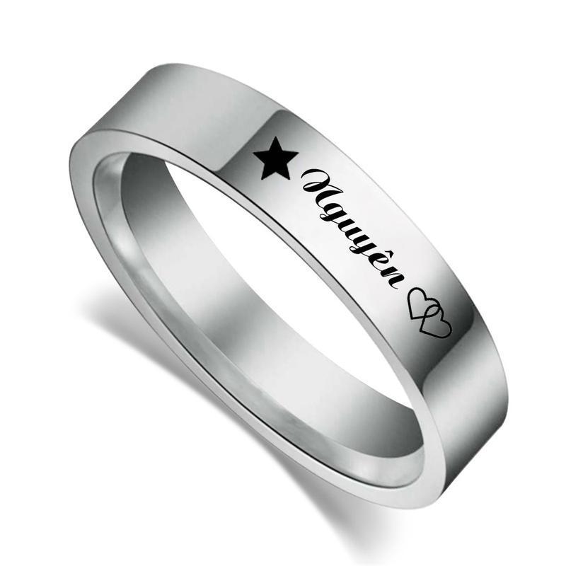 Nhẫn khắc tên riêng theo yêu cầu Titan không gỉ, điền tên cần khắc ở phần thêm ghi chú