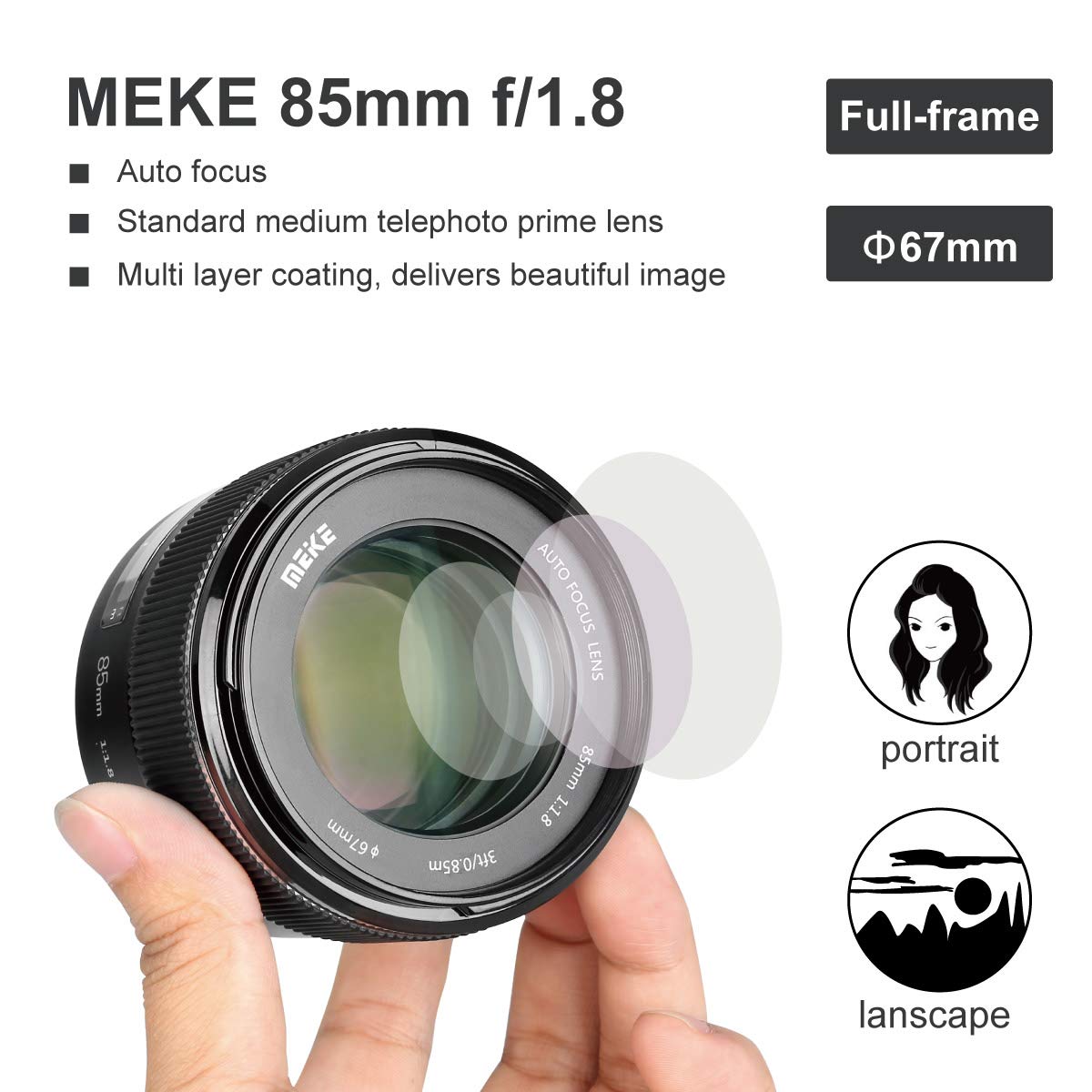 Ống kính Meike AF 85mm f1.8 Full- Frame for Canon - Hàng Nhập Khẩu