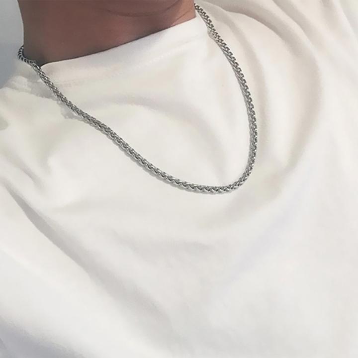 Dây chuyền nam titan cao cấp thời trang rẻ inox thép không gỉ kiểu bông dừa trangsucpt 4mm PTDCNA173