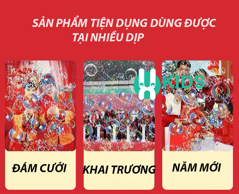 Máy phun thổi bong bóng tự động pin sạc có đèn led, phát nhạc loại cao cấp - Đồ chơi Tết năm mới vui nhộn cho bé
