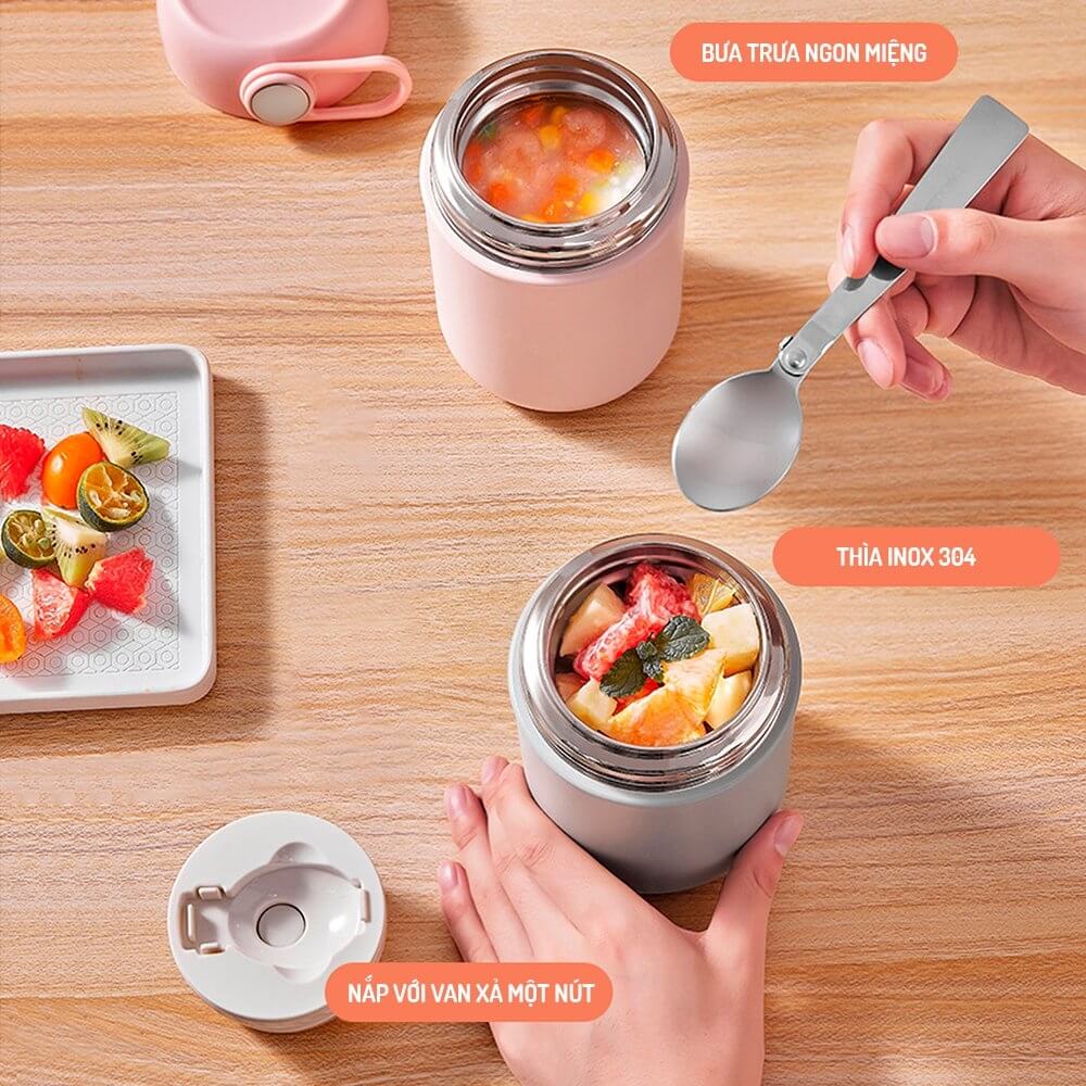 Bình đựng thức ăn giữ nhiệt Elmich EL8017 300ml, EL8018 400ml, EL8019 600ml, Hàng chính hãng, ủ cháo, Inox 316 - JoyMall