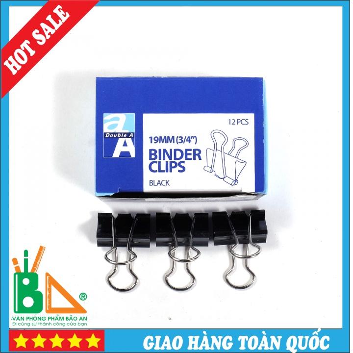 Kẹp Giấy (Kẹp Bướm) Double Clip 19mm Hộp 12 Cái