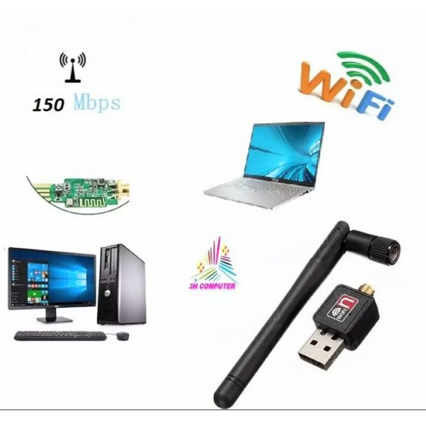 BỘ THU PHÁT SÓNG WIFI USB CHO MÁY TÍNH BÀN LAPTOP ĐA NĂNG