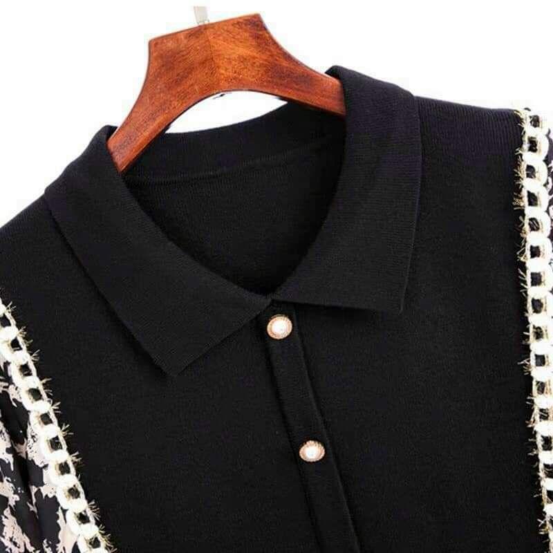 HÀNG NHẬP - ĐẦM LEN PHỐI LỤA ZICZAC