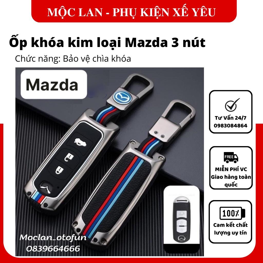 Ốp khóa kim loại bảo vệ chìa khóa xe ô tô Mazda 3 nút  CX5, Mazda 6 có vân thể thao phản quang -