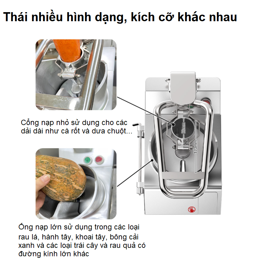 Máy thái rau củ quả công nghiệp dùng cho nhà hàng và khách sạn Asaki VC65MS - Công suất 750W - Hàng chính hãng