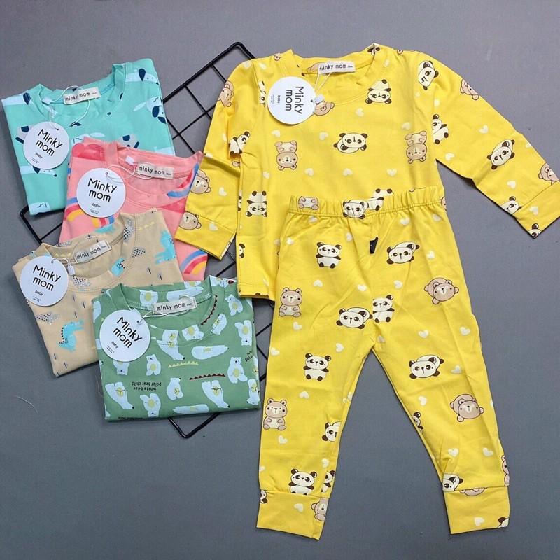 Bộ dài tay Minky Mom 100% cotton cao cấp -Mẫu Cầu Vồng - họa tiết dễ thương cho bé trai, bé gái từ 5-19kg