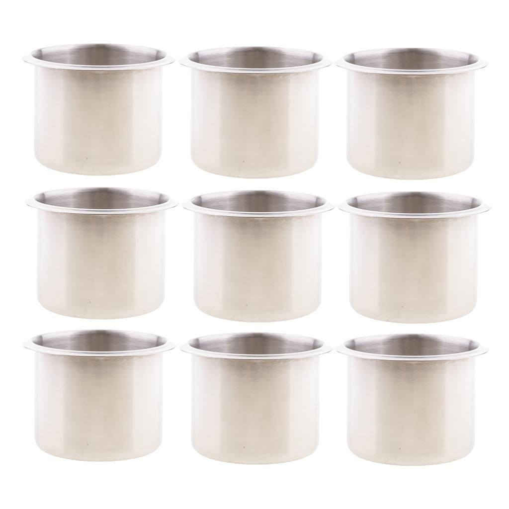 9x 68mm Stainless Steel Recessed Cup Drink Holder for Marine Boat RV Camper