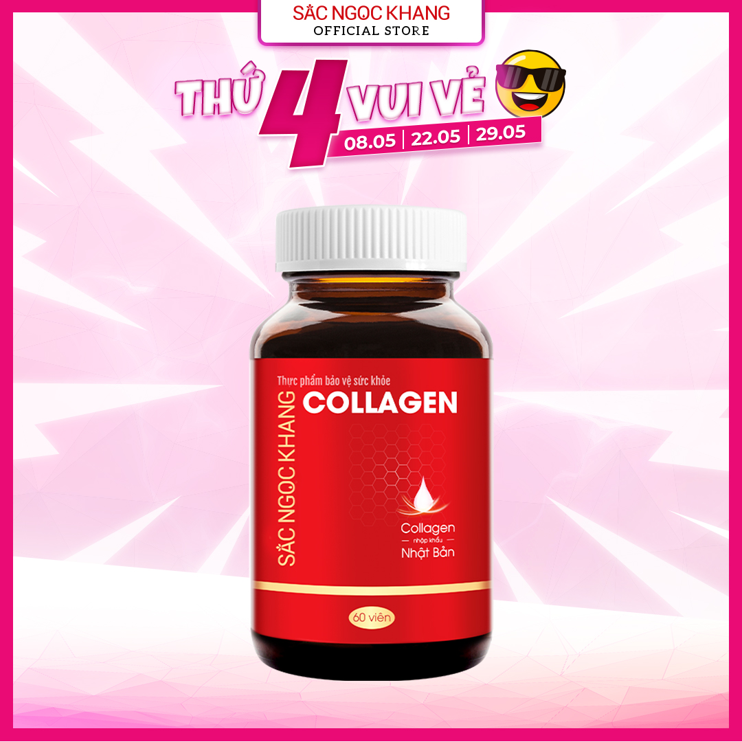 Viên uống Collagen Sắc Ngọc Khang thế hệ mớI Hộp 60 viên giúp sáng da, giảm nếp nhăn - đốm nâu, nuôi dưỡng và làm đẹp da , tóc, móng