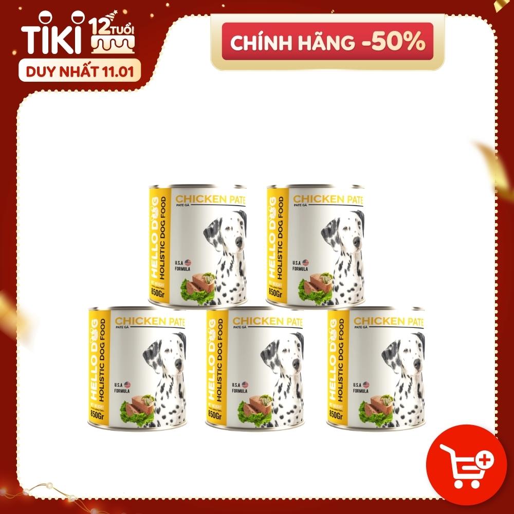 (Combo 5 Lon) Pate Cho Chó Vị Gà - Hello Dog Chicken Pate 850G