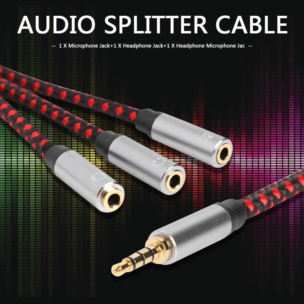 11.8" 3.5mm Male to 3X Female Splitter Audio Cable 3 Way Splitter for Headphone